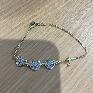 Children gold filled 3 hearts with colored stones